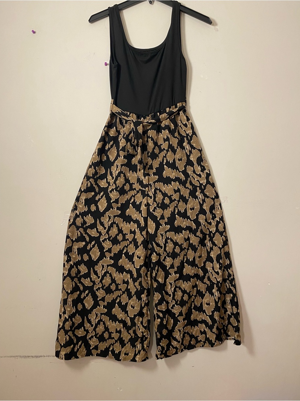Black & Tan Wide Leg Printed Jumpsuit